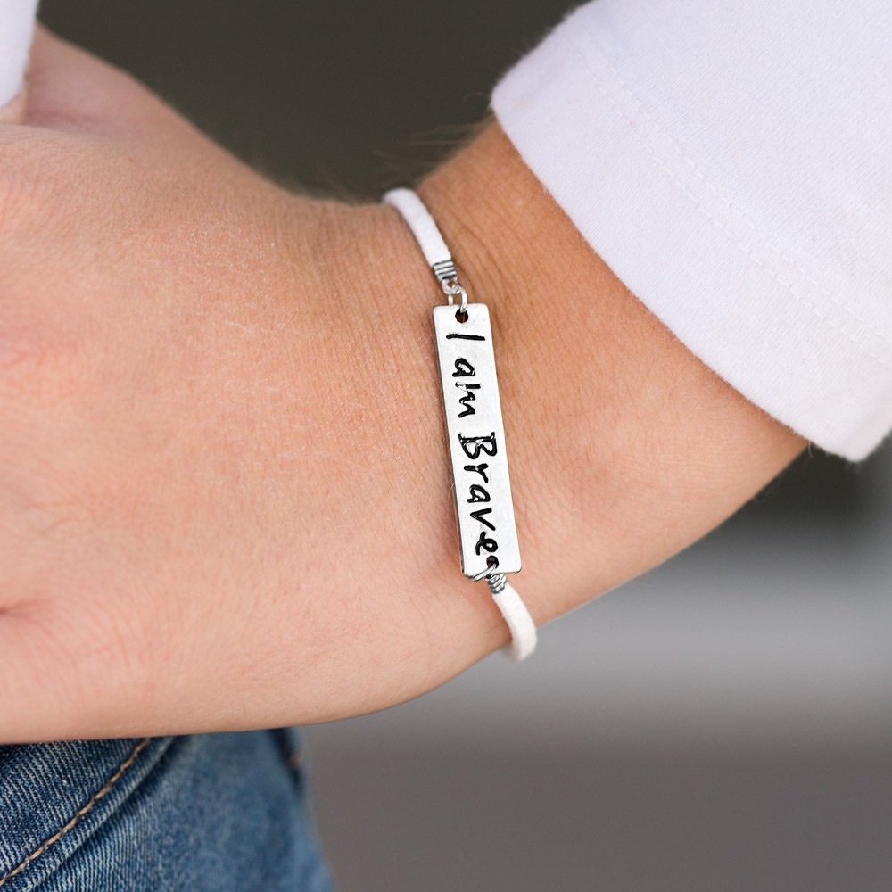 I Am Brave Bracelet NWT - White Suede - Clasp Closure
